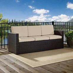 Palm Harbor Outdoor Wicker Sofa In Brown With Sand Cushions - Crosley 11 Palm Harbor Outdoor Wicker Sofa In Brown With Sand Cushions - Crosley -Crosley Sales Store GUEST 88c4f0eb 67e9 45d8 965a 78f4e075bc83