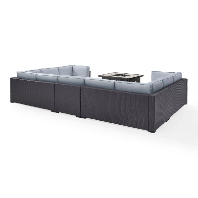 Biscayne 6pc Outdoor Wicker Sectional Set With Fire Table - Mist - Crosley 6 Biscayne 6pc Outdoor Wicker Sectional Set With Fire Table - Mist - Crosley - Image 6