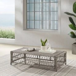 Thatcher Outdoor Rectangular Coffee Table Creme/Driftwood - Crosley -Crosley Sales Store GUEST 8a814096 be8a 48af ba54 335f9e9e4883