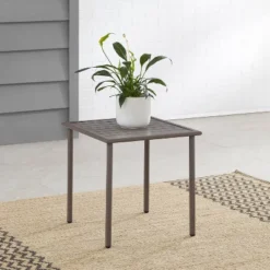 Cali Bay Outdoor Metal Side Table - Light Brown - Crosley