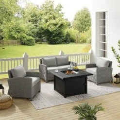 Bradenton 4pc Wicker Seating Set With Fire Table - Crosley 21 Bradenton 4pc Wicker Seating Set With Fire Table - Crosley -Crosley Sales Store GUEST 8c4d2381 f019 482f 87f8 aab810d18c45