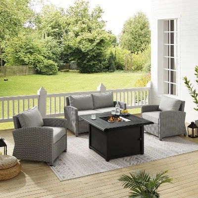 Bradenton 4pc Wicker Seating Set With Fire Table - Crosley 5 Bradenton 4pc Wicker Seating Set With Fire Table - Crosley - Image 5
