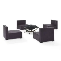 Biscayne 5pc Outdoor Wicker Conversation Set With 4 Armless Chairs & Fire Pit - Mocha - Crosley 14 Biscayne 5pc Outdoor Wicker Conversation Set With 4 Armless Chairs & Fire Pit - Mocha - Crosley -Crosley Sales Store GUEST 8d5f7553 177a 4f0a 9b72 18bf43057af8