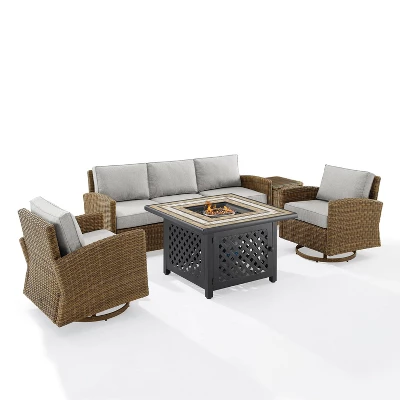 Crosley 5pc Bradenton Swivel Steel Outdoor Patio Fire Pit Furniture Set With Sunbrella 17 Crosley 5pc Bradenton Swivel Steel Outdoor Patio Fire Pit Furniture Set With Sunbrella - Image 17