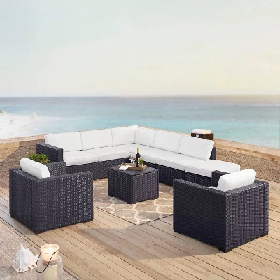 Biscayne 7pc Outdoor Wicker Sectional Set - White - Crosley 1 Biscayne 7pc Outdoor Wicker Sectional Set - White - Crosley