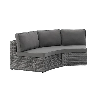 Catalina Wicker Round Sectional Sofa - Gray - Crosley 10 Catalina Wicker Round Sectional Sofa - Gray - Crosley - Image 10