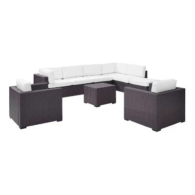 Biscayne 7pc Outdoor Wicker Sectional Set - White - Crosley 2 Biscayne 7pc Outdoor Wicker Sectional Set - White - Crosley - Image 2