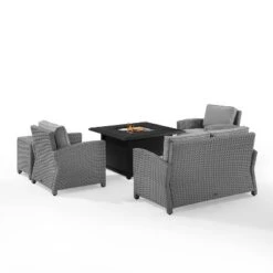 Bradenton 5pc Wicker Sofa Set With Fire Table - Gray - Crosley -Crosley Sales Store GUEST 938e0071 d190 4cad 80c7 84fc59b558c7