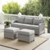 Bradenton 3pc Outdoor Wicker Sofa & 2 Ottoman Set - Gray/Gray - Crosley