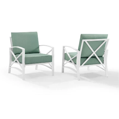2pk Kaplan Outdoor Steel Arm Chairs Mist/White - Crosley 6 2pk Kaplan Outdoor Steel Arm Chairs Mist/White - Crosley - Image 6