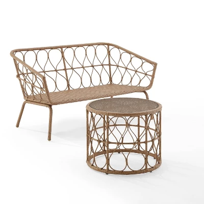 Juniper 2pc Outdoor Wicker Conversation Set With Loveseat & Coffee Table - Cream/Natural - Crosley 6 Juniper 2pc Outdoor Wicker Conversation Set With Loveseat & Coffee Table - Cream/Natural - Crosley - Image 6