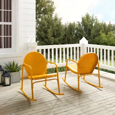 Griffith 2pc Outdoor Metal Rocking Chair Set - Crosley 1 Griffith 2pc Outdoor Metal Rocking Chair Set - Crosley