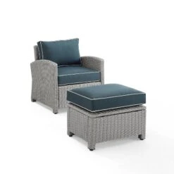 Bradenton 2pc Outdoor Wicker Arm Chair & Ottoman Set - Crosley -Crosley Sales Store GUEST 98628bc9 cb42 4807 a87a eaea2c689f00
