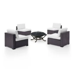 Biscayne 5pc Outdoor Wicker Conversation Set With 4 Armless Chairs & Fire Pit - White - Crosley 11 Biscayne 5pc Outdoor Wicker Conversation Set With 4 Armless Chairs & Fire Pit - White - Crosley -Crosley Sales Store GUEST 9a8ef942 47de 43cc 96f8 6211776d283c