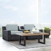 Beaufort 3pc Outdoor Wicker Seating Set With Coffee Table - Mist - Crosley