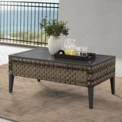 Crosley Sales Store 31 Prescott Outdoor Wicker Coffee Table - Brown - Crosley