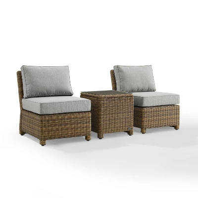 Bradenton 3pc Wicker Armless Chairs With Side Table - Crosley 15 Bradenton 3pc Wicker Armless Chairs With Side Table - Crosley - Image 15