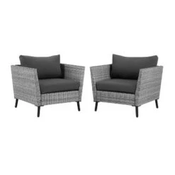 Richland 2pk Outdoor Wicker Armchairs - Charcoal - Crosley -Crosley Sales Store GUEST 9e721b99 33f4 4e0e 9f4f c935c03c6a80