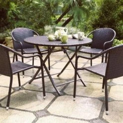 Palm Harbor 5pc Outdoor Wicker Dining Set - Brown - Crosley -Crosley Sales Store GUEST 9f2d6ba0 3764 47d4 b2a7 b9639caef22e