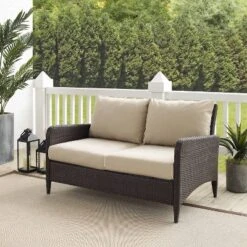 Kiawah Outdoor Wicker Loveseat Beige - Crosley 11 Kiawah Outdoor Wicker Loveseat Beige - Crosley -Crosley Sales Store GUEST 9fb8fd04 bcc0 4d69 9f29 fe9264050a41