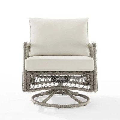 Thatcher Outdoor Steel Swivel Rocking Chair Creme/Driftwood - Crosley 5 Thatcher Outdoor Steel Swivel Rocking Chair Creme/Driftwood - Crosley - Image 5