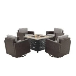 Palm Harbor 5pc Outdoor Wicker Conversation Set With Fire Table - Gray - Crosley 16 Palm Harbor 5pc Outdoor Wicker Conversation Set With Fire Table - Gray - Crosley -Crosley Sales Store GUEST a018c367 5e3e 4c05 86f3 a9892b42ef97