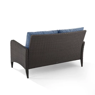 Kiawah Outdoor Wicker Loveseat Blue - Crosley 2 Kiawah Outdoor Wicker Loveseat Blue - Crosley - Image 2