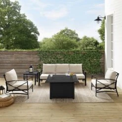 Kaplan 5pc Outdoor Sofa Set With Fire Table - Oatmeal - Crosley -Crosley Sales Store GUEST a037f9ee 6326 47da a46e da73ce9f525f
