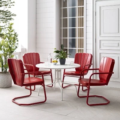 Ridgeland 5pc Outdoor Dining Set - Red - Crosley 7 Ridgeland 5pc Outdoor Dining Set - Red - Crosley - Image 7