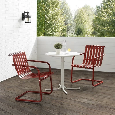 Gracie 3pc Outdoor Metal Bistro Set With Table & 2 Armchairs - Crosley 1 Gracie 3pc Outdoor Metal Bistro Set With Table & 2 Armchairs - Crosley