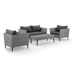 Richland 4pc Outdoor Wicker Conversation Set - Charcoal - Crosley -Crosley Sales Store GUEST a24004f6 b7b2 4c34 8a1a 32179f993f18