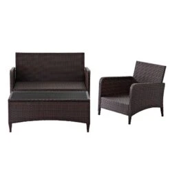 Kiawah 3pc Outdoor Wicker Conversation Set Blue - Crosley -Crosley Sales Store GUEST a28b541b e8a4 4d3b 8fc3 e566f55a3098