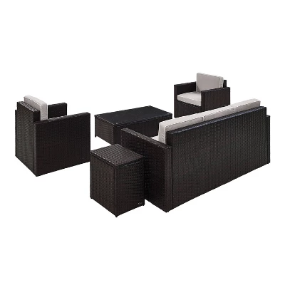 Palm Harbor 5pc All-Weather Wicker Patio Conversation Set With Sofa Gray - Crosley 4 Palm Harbor 5pc All-Weather Wicker Patio Conversation Set With Sofa Gray - Crosley - Image 4