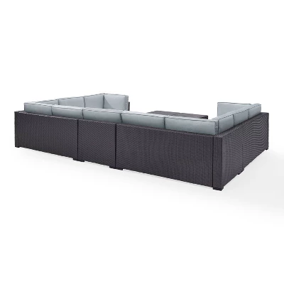 Biscayne 7pc Outdoor Wicker Sectional Set With 2 Coffee Tables - Mist - Crosley 6 Biscayne 7pc Outdoor Wicker Sectional Set With 2 Coffee Tables - Mist - Crosley - Image 6