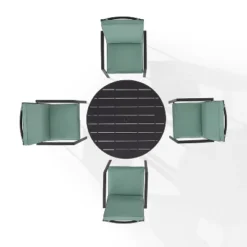 5pc Kaplan Outdoor Steel Round Dining Set Mist/Bronze - Crosley -Crosley Sales Store GUEST a510e7e3 3db5 4c57 a819 a743ffe00205