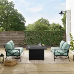 Kaplan 3pc Outdoor Conversation Set With Fire Table & 2 Loveseats - Mist - Crosley -Crosley Sales Store GUEST a59c9b26 4951 4344 8d4c 19e5a8f6d1a5