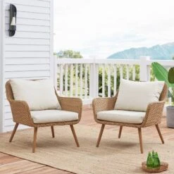 Landon 2pc Outdoor Wicker Chair Set - Beige - Crosley -Crosley Sales Store GUEST a5aae553 31a7 4a03 95c6 7de8984f915e