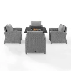 Bradenton 5pc Wicker Conversation Set With Fire Table - Gray - Crosley -Crosley Sales Store GUEST a662504e c622 41af ab12 c7860a64fe88