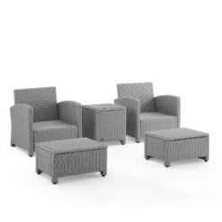 Bradenton 5pc Outdoor Wicker Seating Set With Side Table, 2 Arm Chairs And 2 Ottomans - Navy/Gray - Crosley -Crosley Sales Store GUEST a66d06e5 a1b6 4892 a657 d6c153b2f8bf 1