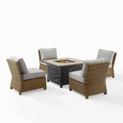 Bradenton 5pc Outdoor Wicker Armless Chair & Fire Table Set - Crosley -Crosley Sales Store GUEST a6bedb2e aa5e 4e0b 9f2d 85ba9020c114