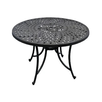 Sedona 42" Outdoor Round Dining Table - Black - Crosley 2 Sedona 42" Outdoor Round Dining Table - Black - Crosley - Image 2