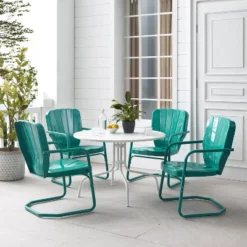 Ridgeland 5pc Outdoor Dining Set - Turquoise - Crosley -Crosley Sales Store GUEST a7129464 e7c2 4ab4 8856 49e094e9c61f