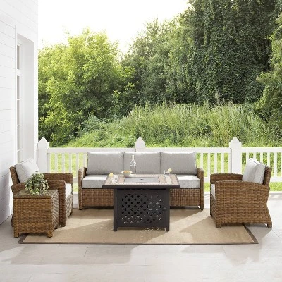 Bradenton 5pc Outdoor Wicker Conversation Set With Fire Table - Crosley 2 Bradenton 5pc Outdoor Wicker Conversation Set With Fire Table - Crosley - Image 2