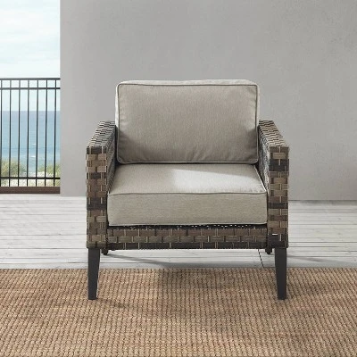 Prescott Outdoor Wicker Arm Chair - Taupe/Brown - Crosley 2 Prescott Outdoor Wicker Arm Chair - Taupe/Brown - Crosley - Image 2