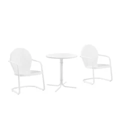 Griffith 3pc Outdoor Bistro Set With Table & 2 Chairs - White - Crosley