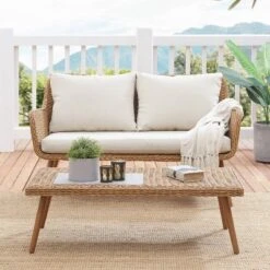 Landon 2pc Outdoor Wicker Chat Set - Beige - Crosley -Crosley Sales Store GUEST ac168d60 13a7 424f acf6 7ba8e32f1137