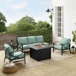 Kaplan 5pc Outdoor Sofa Set With Fire Table - Mist - Crosley -Crosley Sales Store GUEST ac8d7a10 df67 4f1e 9dd9 f1573c6d9221