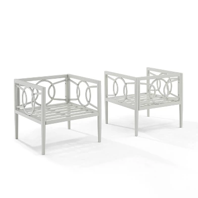 Ashford 2pk Outdoor Metal Arm Chairs - Cream - Crosley 6 Ashford 2pk Outdoor Metal Arm Chairs - Cream - Crosley - Image 6