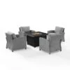 Bradenton 5pc Wicker Conversation Set With Fire Table - Gray - Crosley
