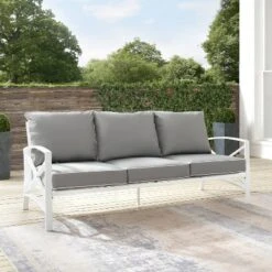 Kaplan Outdoor Metal Sofa White With Gray Cushions - Crosley 15 Kaplan Outdoor Metal Sofa White With Gray Cushions - Crosley -Crosley Sales Store GUEST af6a0eac c026 49c3 89fc a9fae9a3eb66